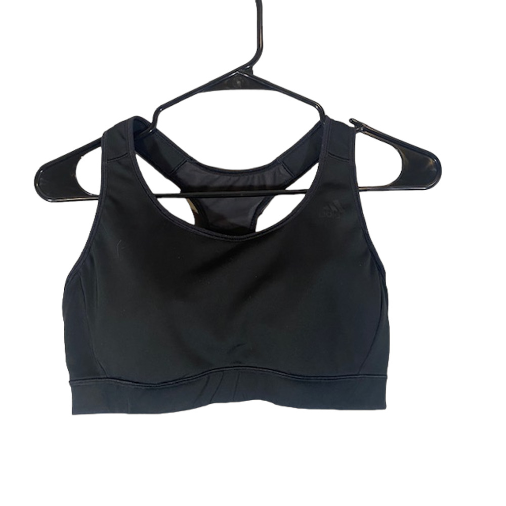 Adidas Black Side Cut Out Racerback Mesh Athletic Gym Sports Bra Women Sz M
